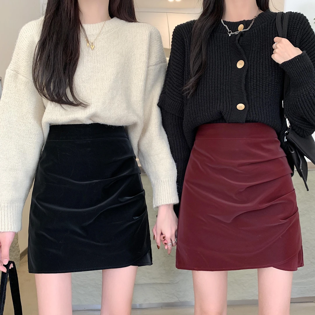 88大码胖mm不规则包臀半身裙女秋冬2025新款显瘦百搭A字裙短裙