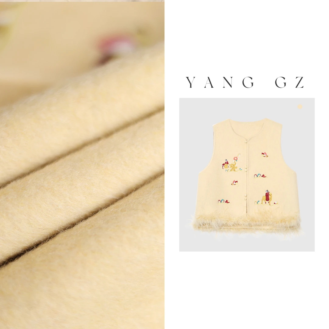 YANG GZ 【Q才子佳人】原创绣花双面呢新中式国风马甲女 GZ039-1