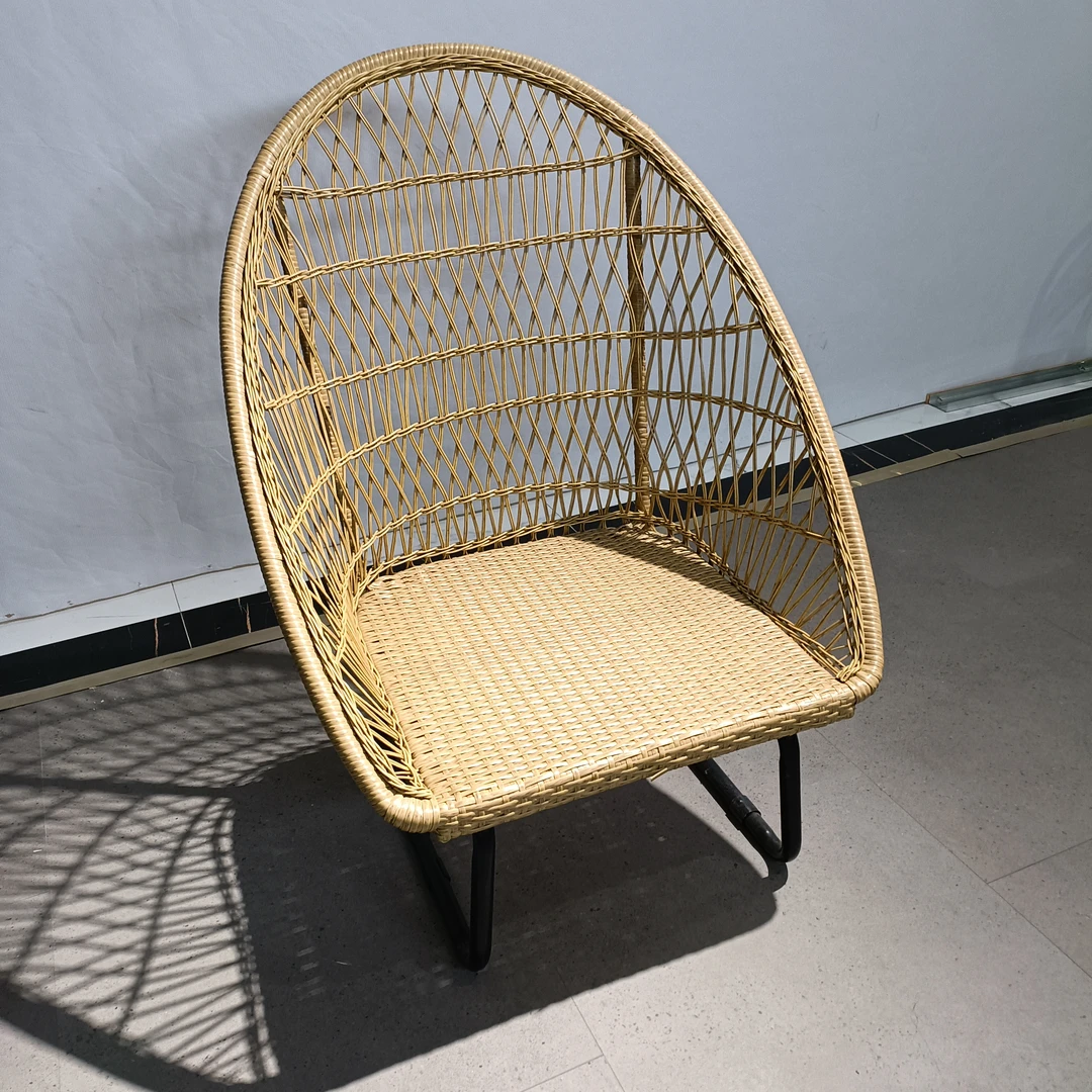 椅子手工pp藤椅铁架时尚休闲椅轻奢户外复古家用桌椅阳台单人