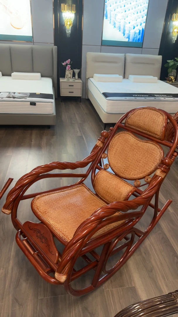 藤摇椅印尼进口天然真藤家用摇摇椅藤编午睡椅客厅户外老年人单人