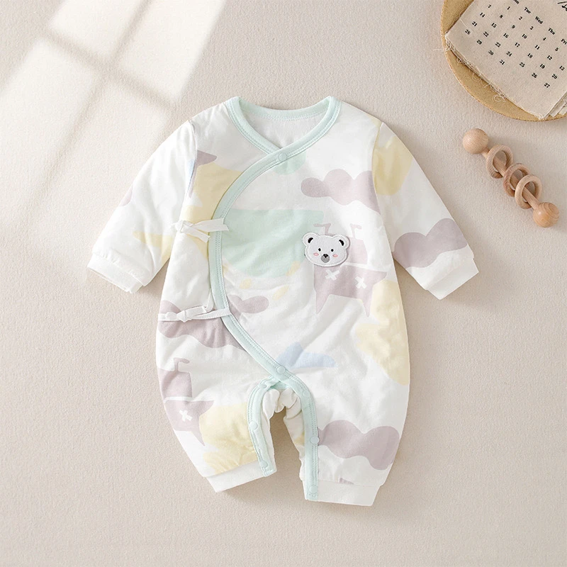 新生儿60克薄棉连体衣婴儿衣服男女宝宝秋冬夹棉哈衣家居服连身衣