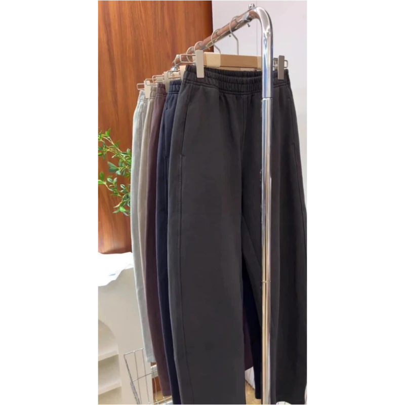 格洛森2025年秋季新款女胖mm休闲百搭卫裤遮胯微高腰直筒弯刀长裤