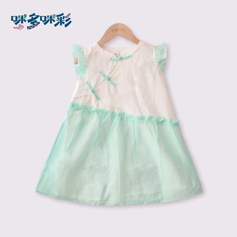 咪多咪彩原创设计夏季儿童公主裙棉纱吊带背心裙小清新纯色小裙子