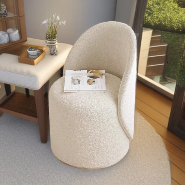 轻奢化妆凳简约休闲凳梳妆凳卧室客厅沙发凳靠背旋转茶几椅圆凳子