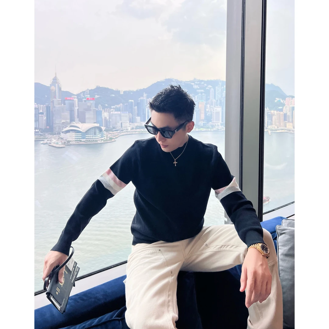 【三色拼接毛衣】秋冬质感羊毛混纺针织毛衣情侣款秋冬贴身圆领打底