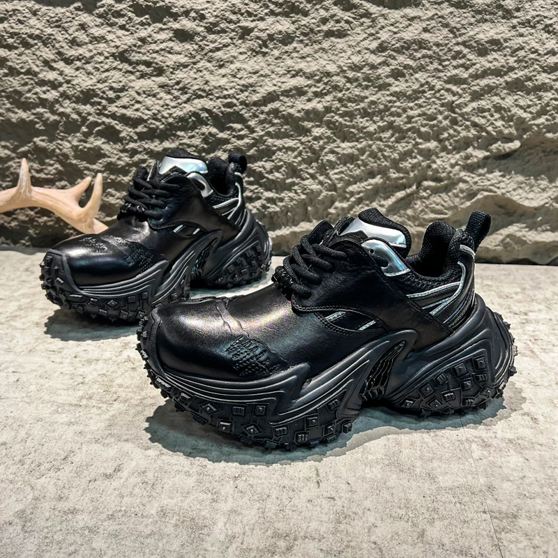 轮胎老爹鞋男高级感2025新款原创高端厚底增高黑武士机甲潮牌男鞋