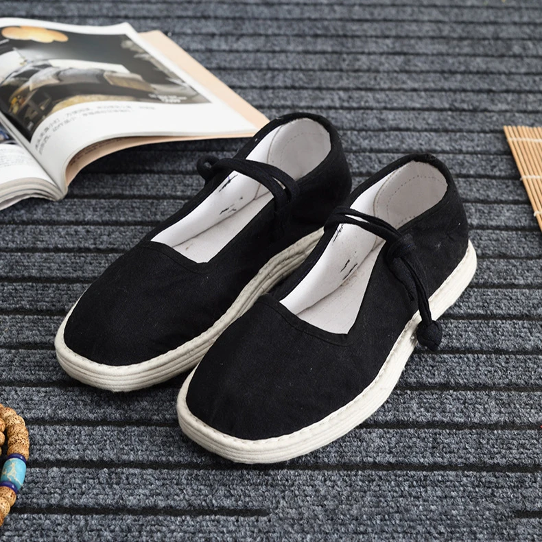 定制黑色手工扣带布鞋春夏一带布鞋女款休闲一脚蹬圆头千层底布鞋