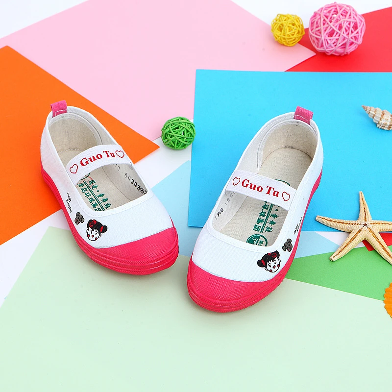 国途舞蹈鞋宝宝儿童体操鞋幼儿园室内卡通一带小白鞋男女童网球鞋