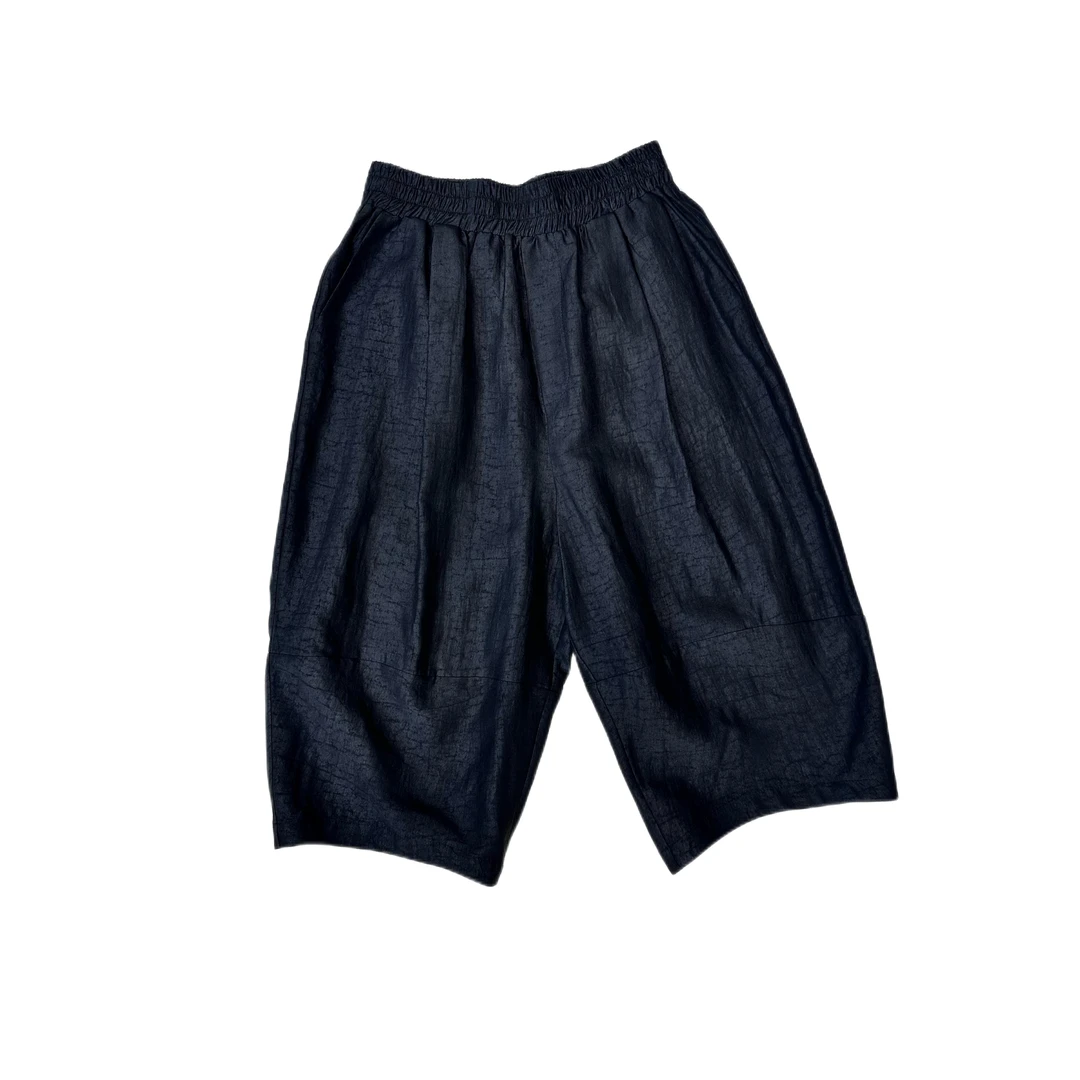 【金禧禧服饰】 香云纱龟裂纹高腰七分裤 J23087