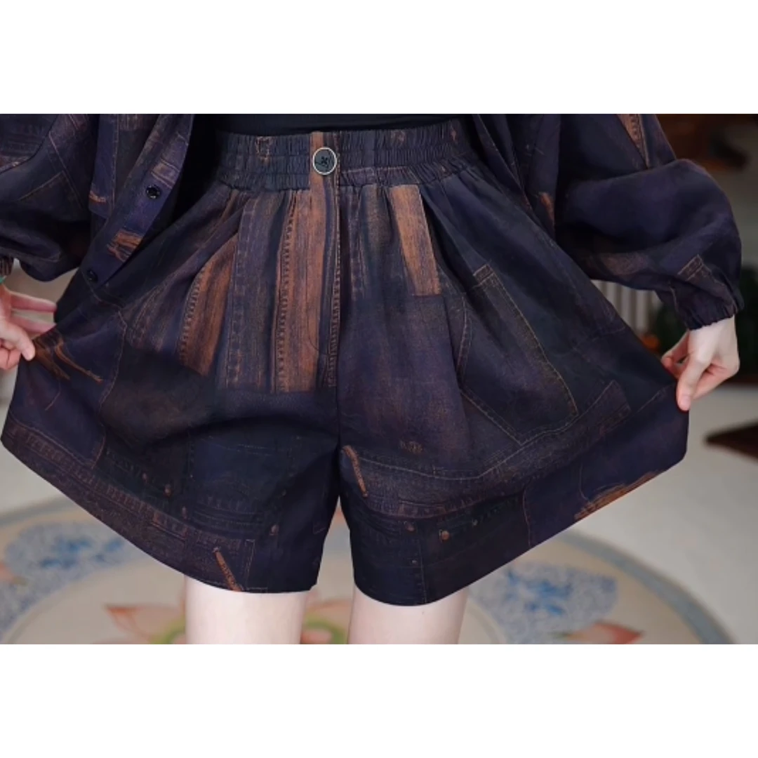 【金禧禧服饰】香云纱牛仔短裤J23062-5