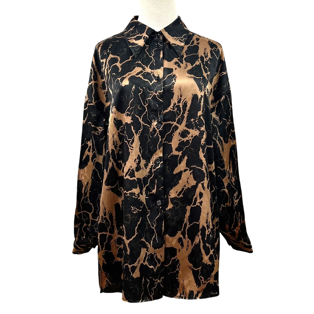 【金禧禧服饰】休闲时尚香云纱理石纹上衣J24087-4