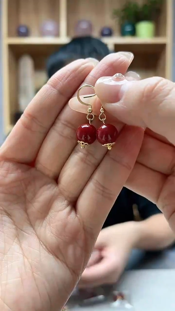 【闪购商品】南红玛瑙耳饰14K金镶嵌耳饰