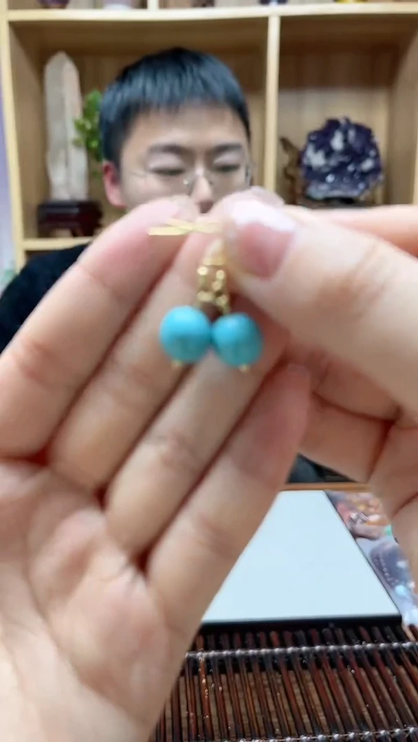 【闪购商品】查罗石耳钉14K金镶嵌耳饰