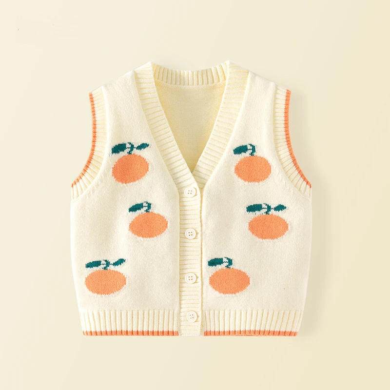 婴儿马甲春秋女童针织背心宝宝纱衣外穿儿童马夹线衣外搭时尚坎肩