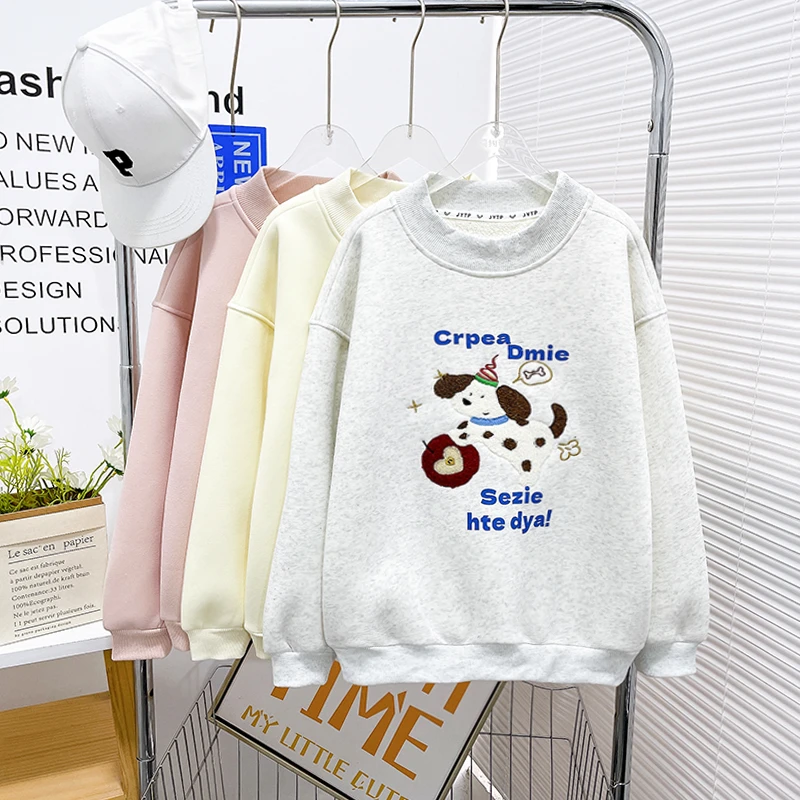 冬季新款女大童休闲卫衣加绒加厚保暖宽松洋气上衣zb3965简约童品