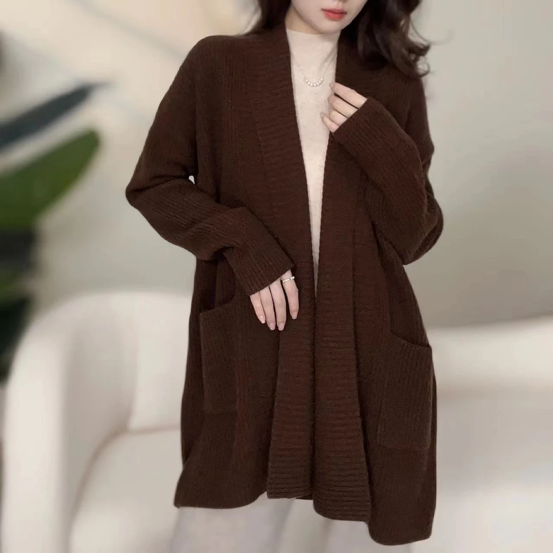 【老潘】100纯羊毛重工外套加厚慵懒宽松开衫9162