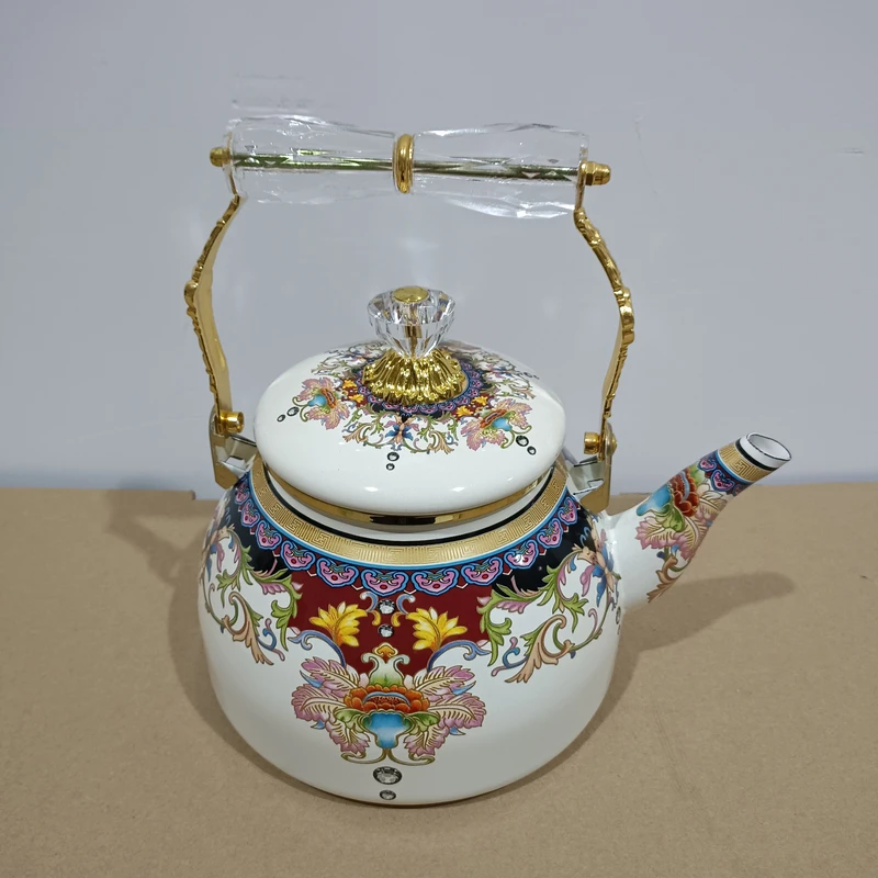 加厚大容量珐琅满花搪瓷水壶奶茶壶茶壶凉水壶