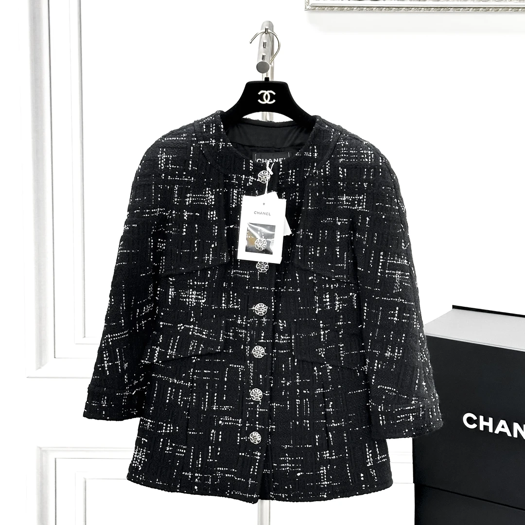 99新 Chanel/香奈儿  34码 黑白混色 长袖 编织 外套