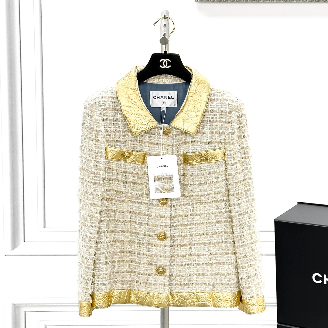 99新 Chanel/香奈儿 36码埃及系列金色编织菠萝外套