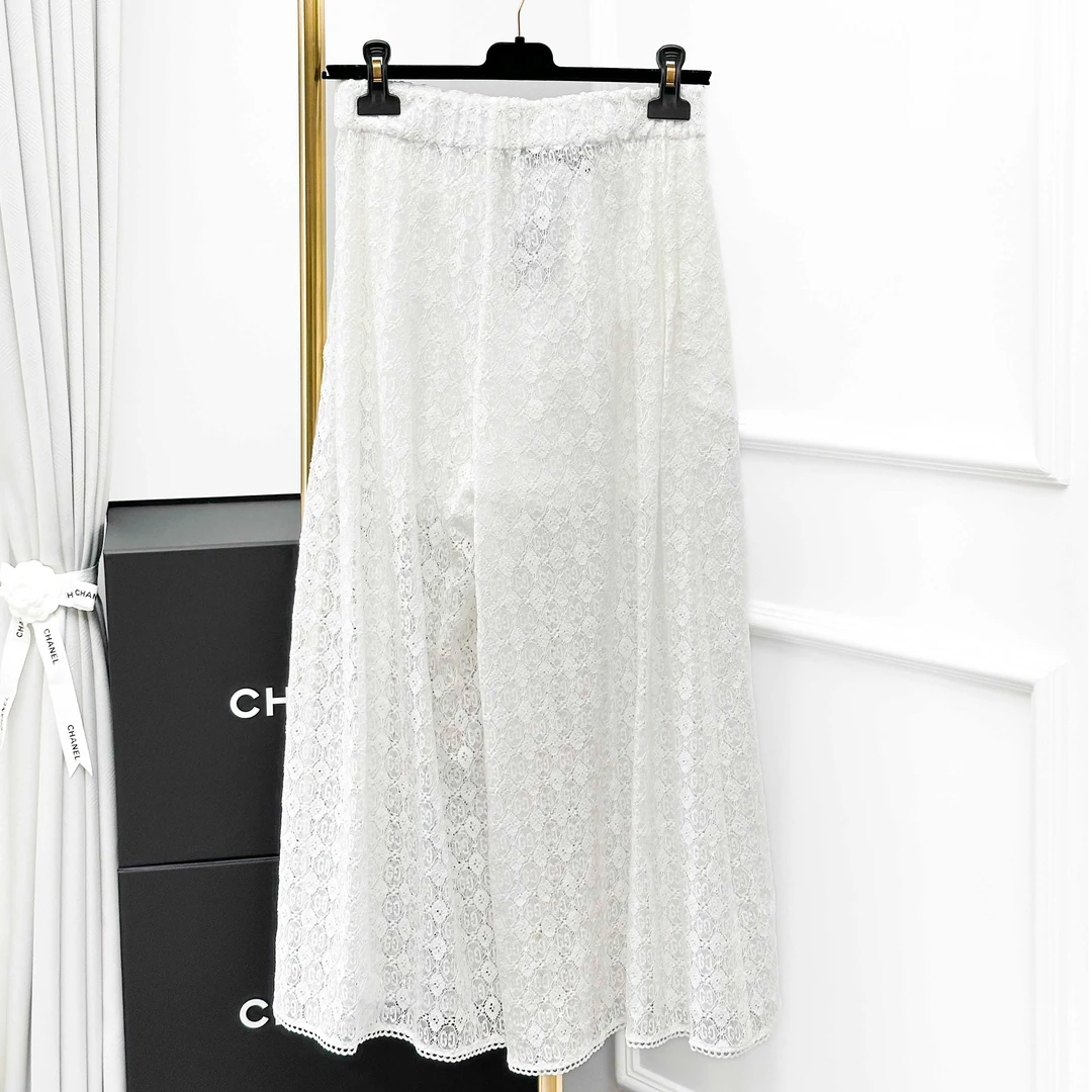 99新 GUCCI/古驰 38码 白色 蕾丝 长裤