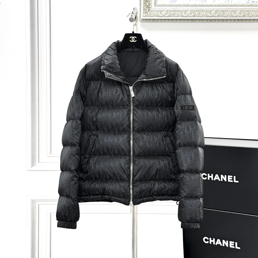 99新 DIOR/迪奥 46码黑色老花暗纹羽绒服