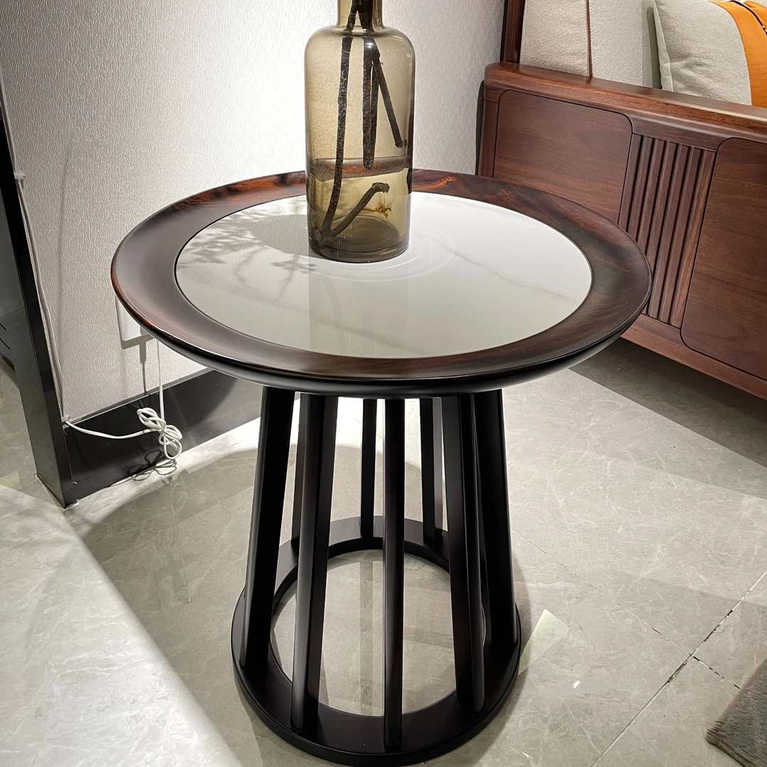 中式沙发边几圆角几茶水柜功能移动小置物架书房卧室边柜角几