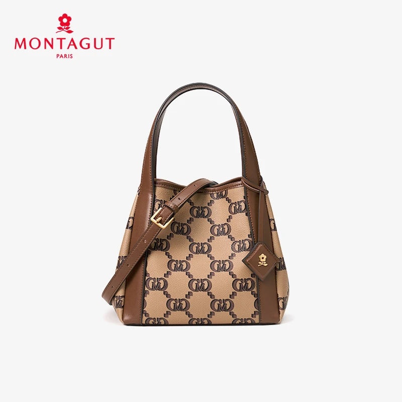 Montagut/梦特娇经典手提女包斜挎包水桶包斜跨时尚印花通勤女包