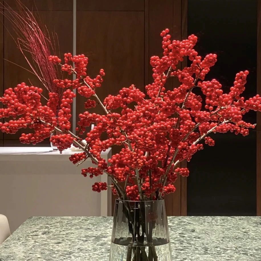 瓶插冬青果3支50cm（掉果属正常现象）