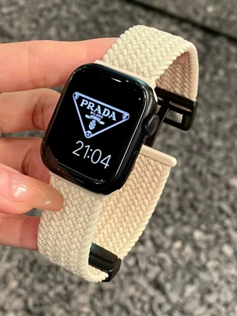 apple watch9表带尼龙编织磁吸弹力苹果手表表带iwatchS876se男女