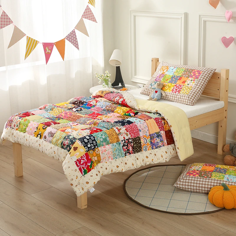 宝宝百家被手工纯棉花幼儿园儿童盖被新生儿包被儿童盖毯四季通用