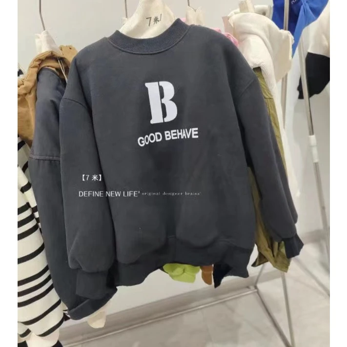 （601）秋冬儿童新款加绒印花卫衣 时尚休闲