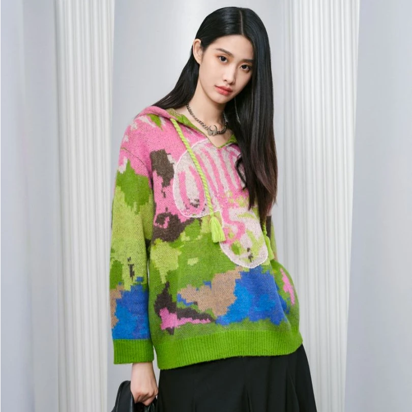 UX2024冬季新款艺术联名连帽毛衫