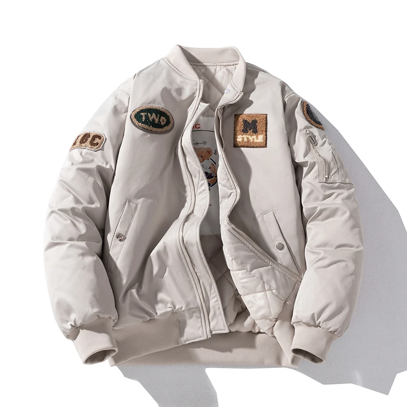 欧货新款美拉德秋冬加棉加厚时尚百搭洋气短款棒球服厚外套情侣款