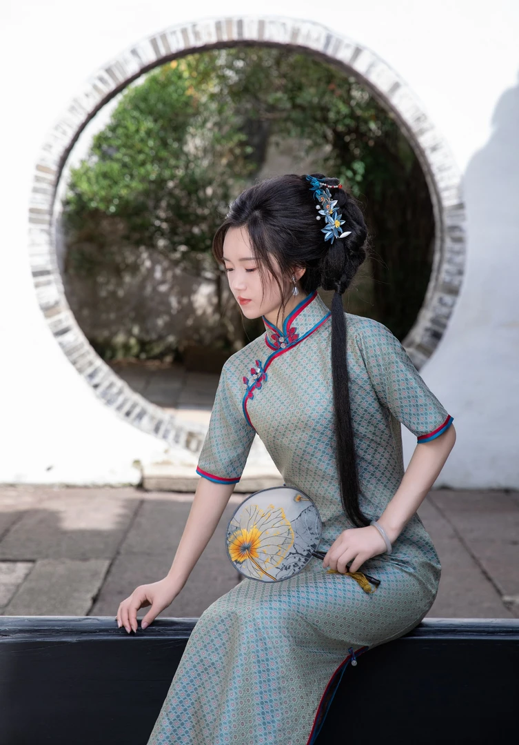 宋锦 楚汉旗袍京派古法纯手工开襟旗袍~130cm