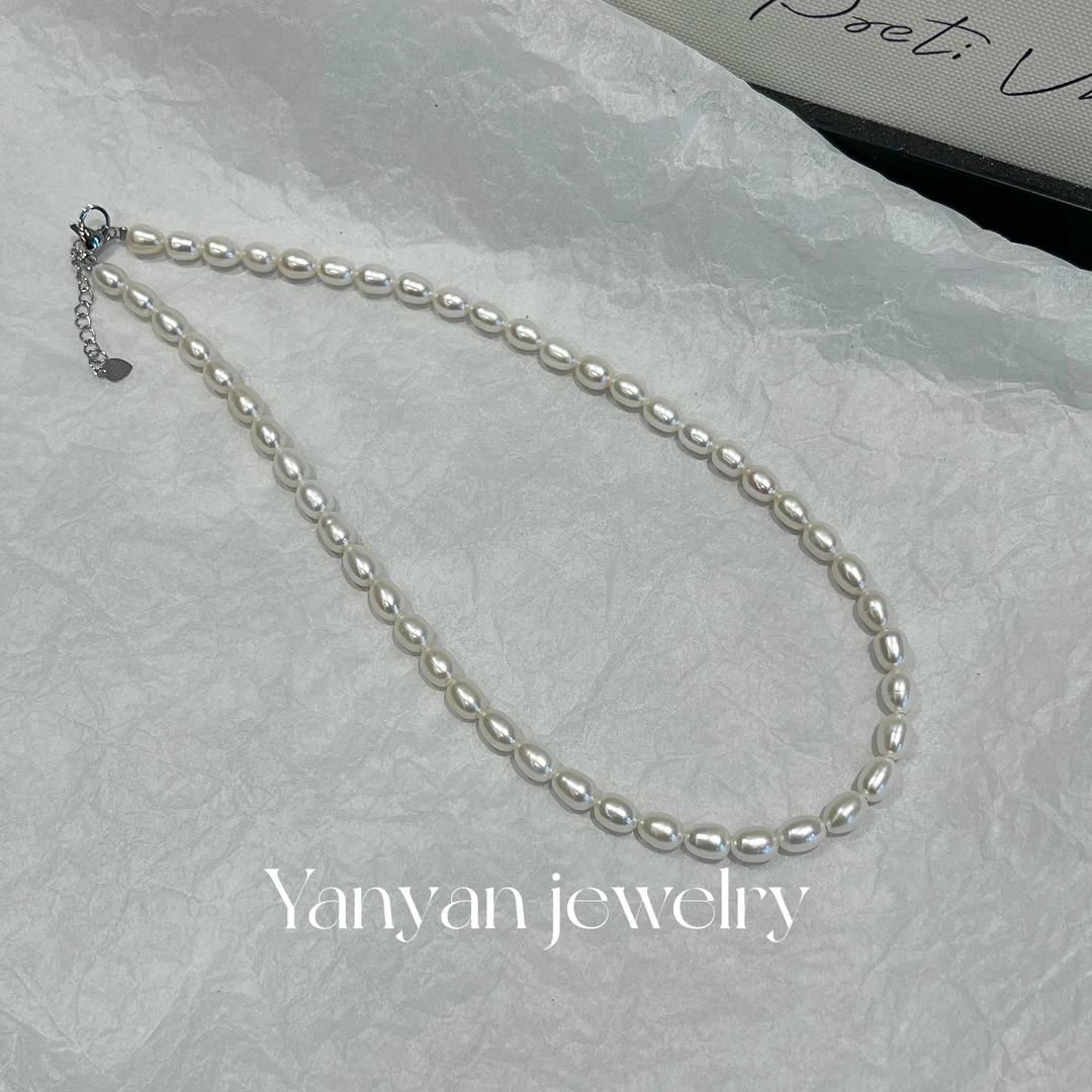 【美人泪5-6mm】天然色淡水珍珠项链米形珍珠明星同款时尚经典百搭