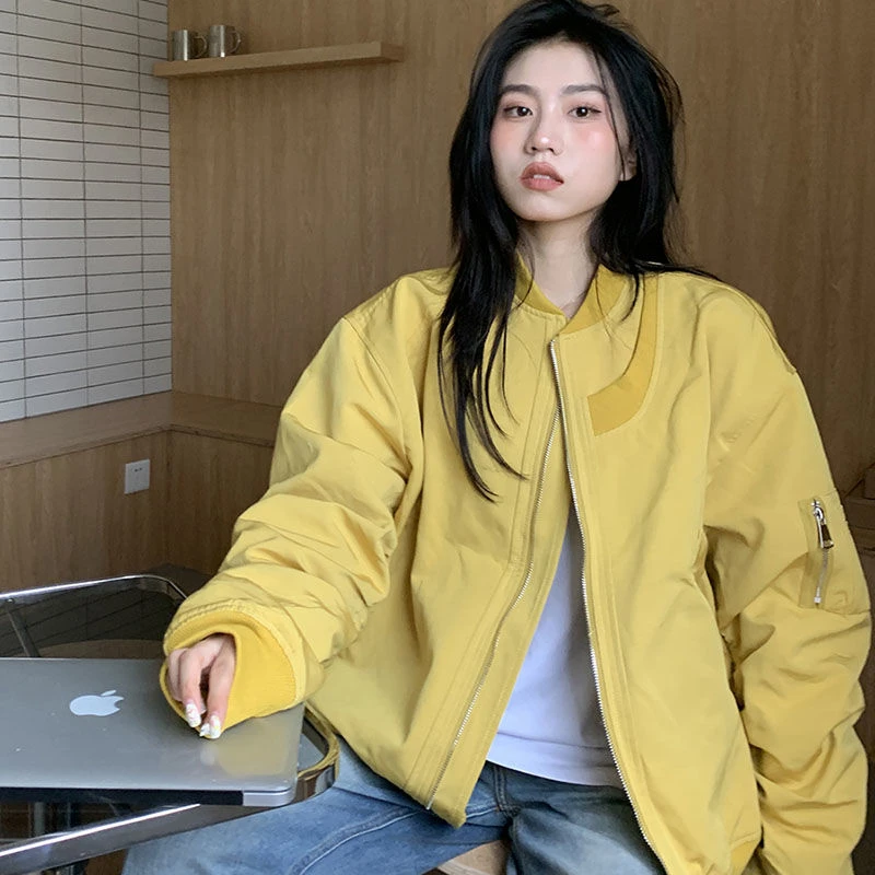 秋冬秋新款潮牌美式高级质感飞行服外套女秋冬秋季宽松中性设计棒