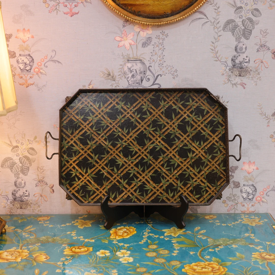 知潇家居/木质托盘/编织/摆盘/玄关装饰摆件手工复古