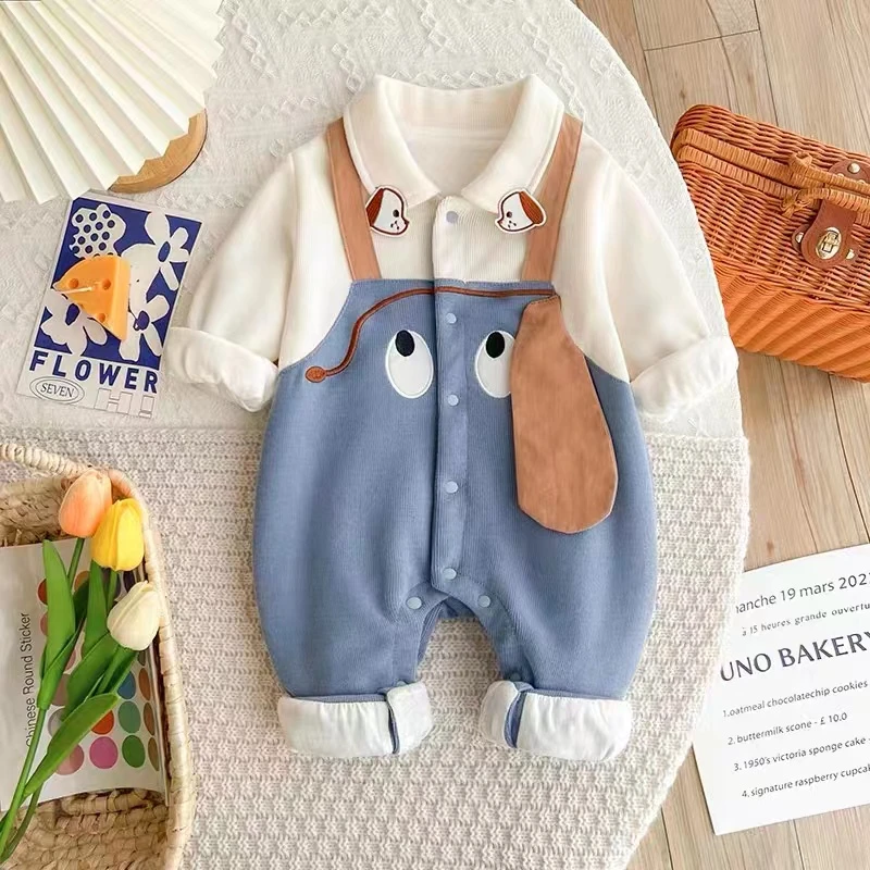 婴儿春装连体衣新生宝宝衣服春秋季哈衣超萌可爱满月百天外套