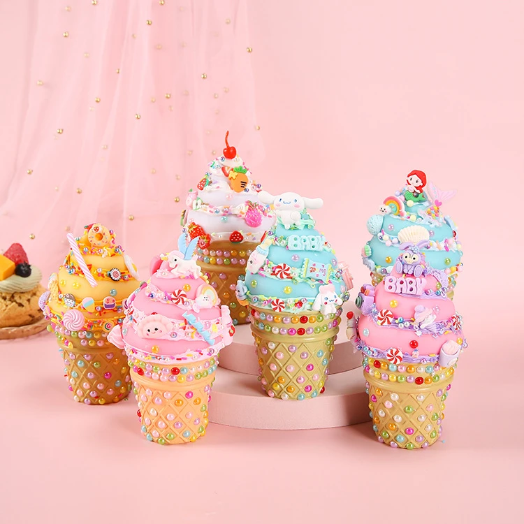 儿童手工DIY仿真奶油胶冰淇淋小夜灯材料包创意手工礼物发光玩具