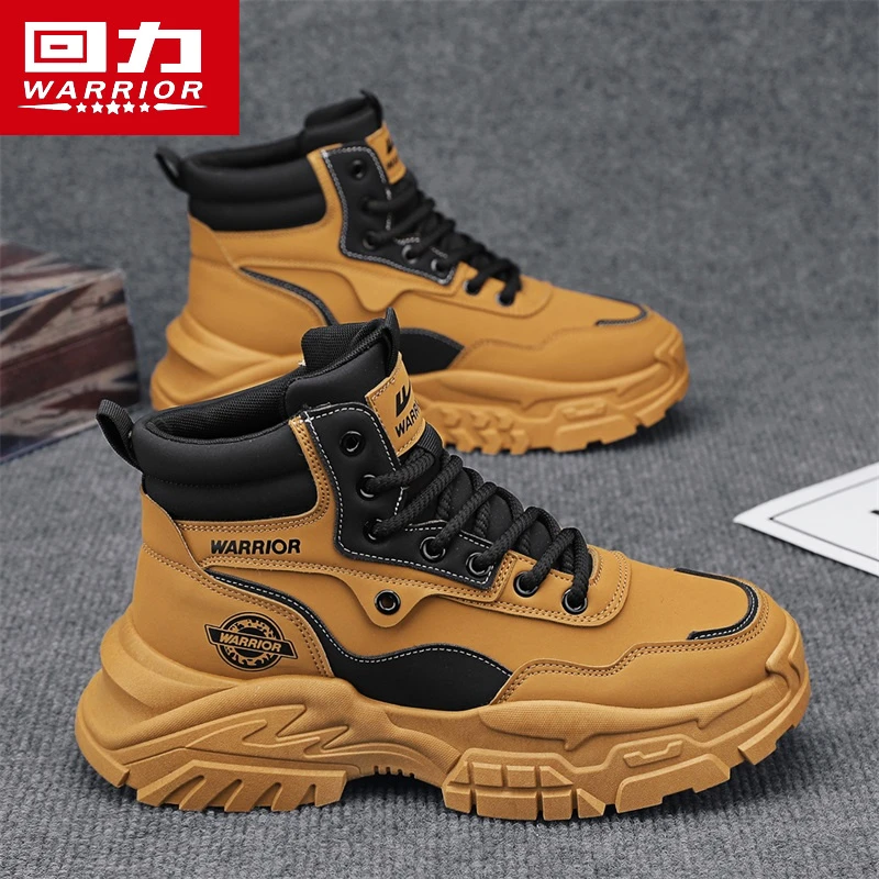 回力男装秋季新款百搭高帮英伦风马丁靴户外耐磨工装登山鞋潮1932