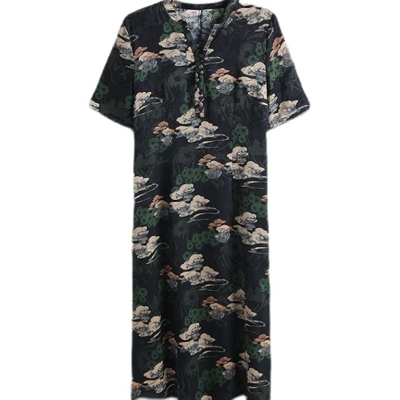 集团杭州真丝连衣裙女夏天中年妈妈高端大码香云纱桑蚕丝