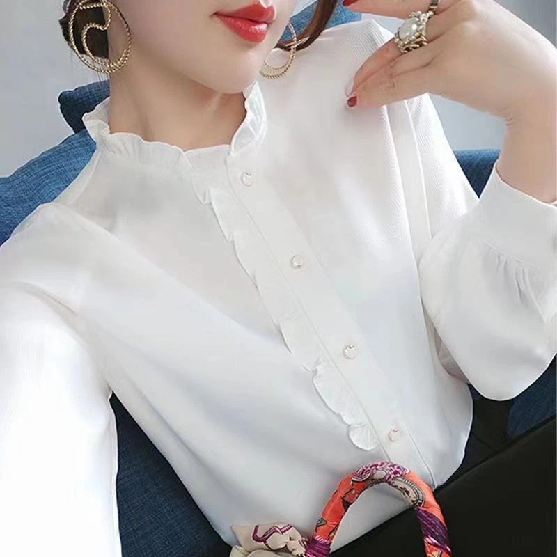 2025春秋新款大码女装长袖衬衫女韩版时尚气质衬衣百搭显瘦上衣潮