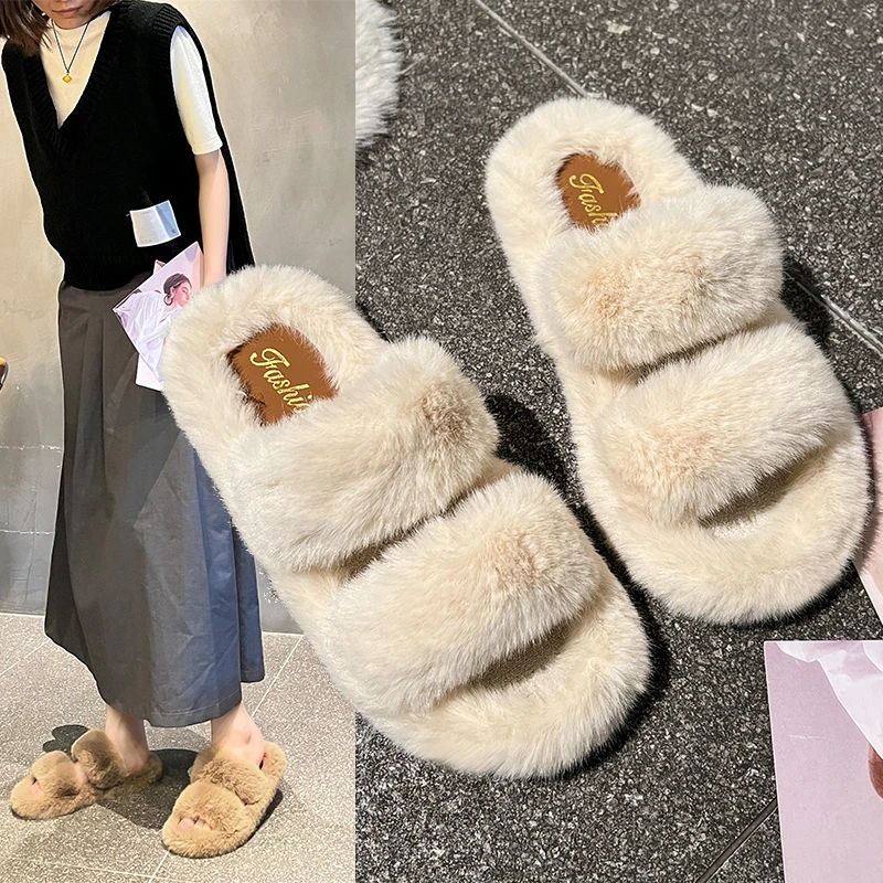 2024年秋冬新款298双带居家棉拖鞋外穿毛毛拖