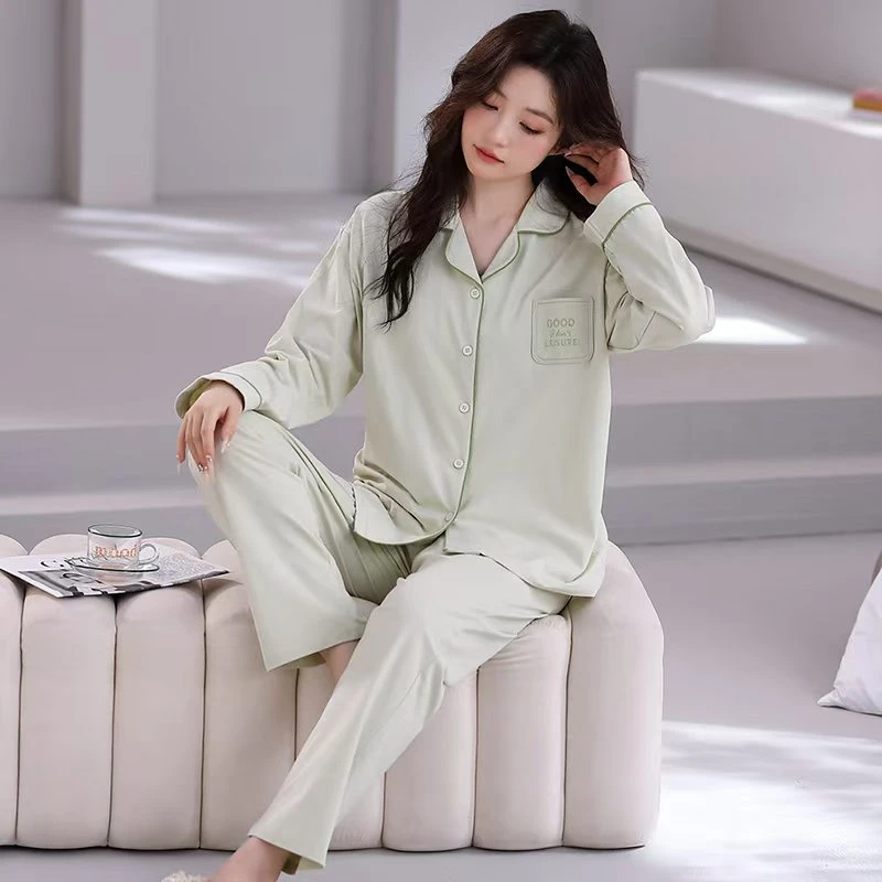 春秋季睡衣女甜美花卉翻领长袖长裤纯棉新款法式高级感套装家居服