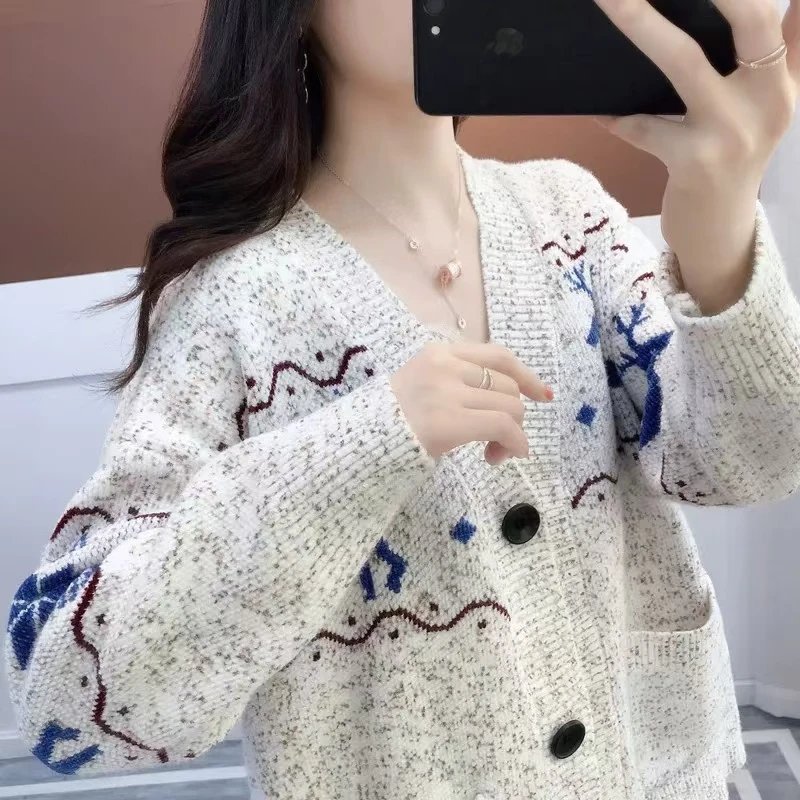 外穿毛衣开衫女2022年秋冬新款百搭宽松针织衫女慵懒风外套