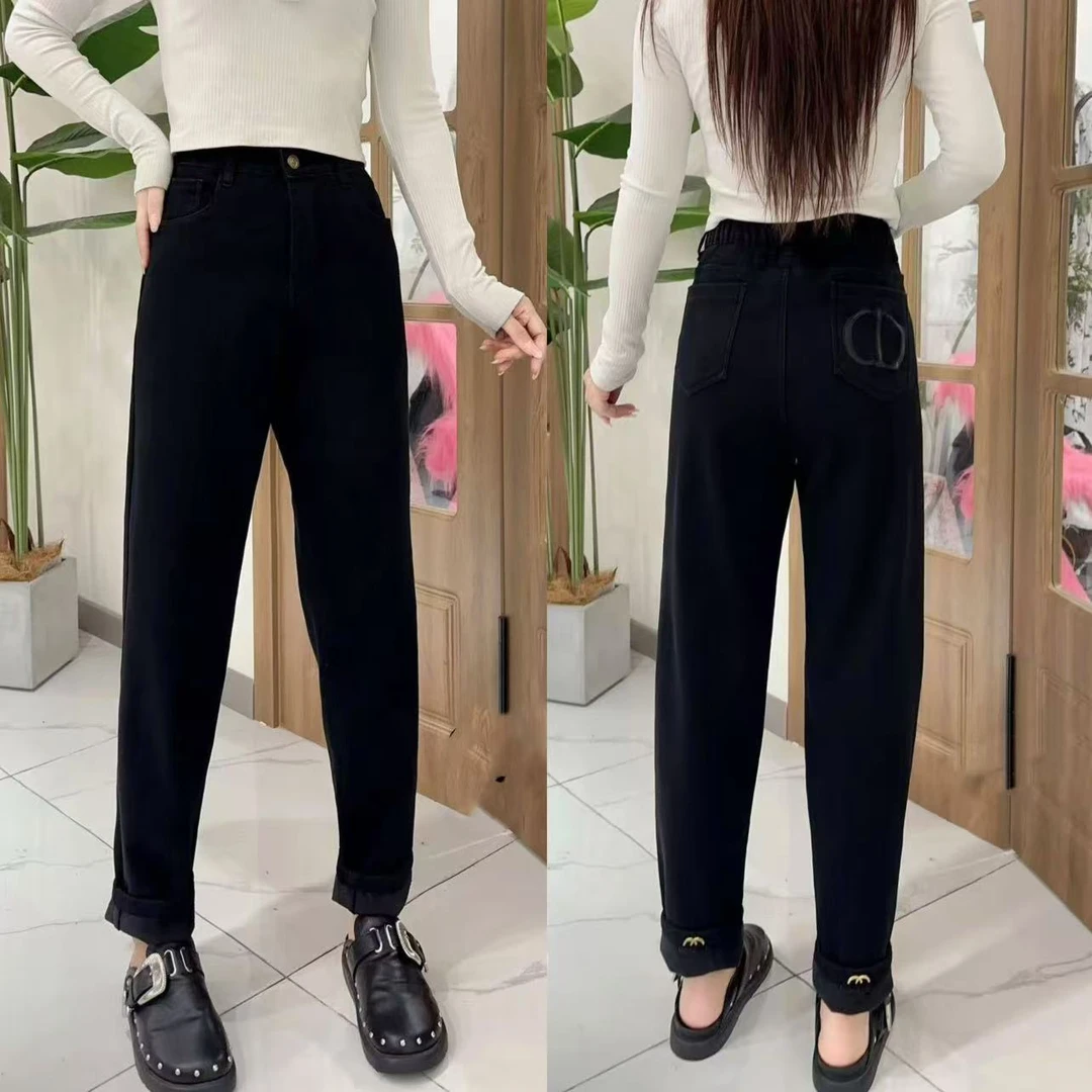 两种穿法贼显瘦小香加绒小脚裤牛仔裤