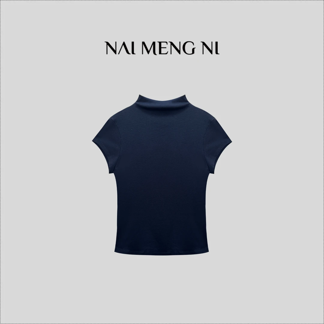 【齐齐定制】 高支粗纱平纹简休闲风纯高领T恤 26N0193