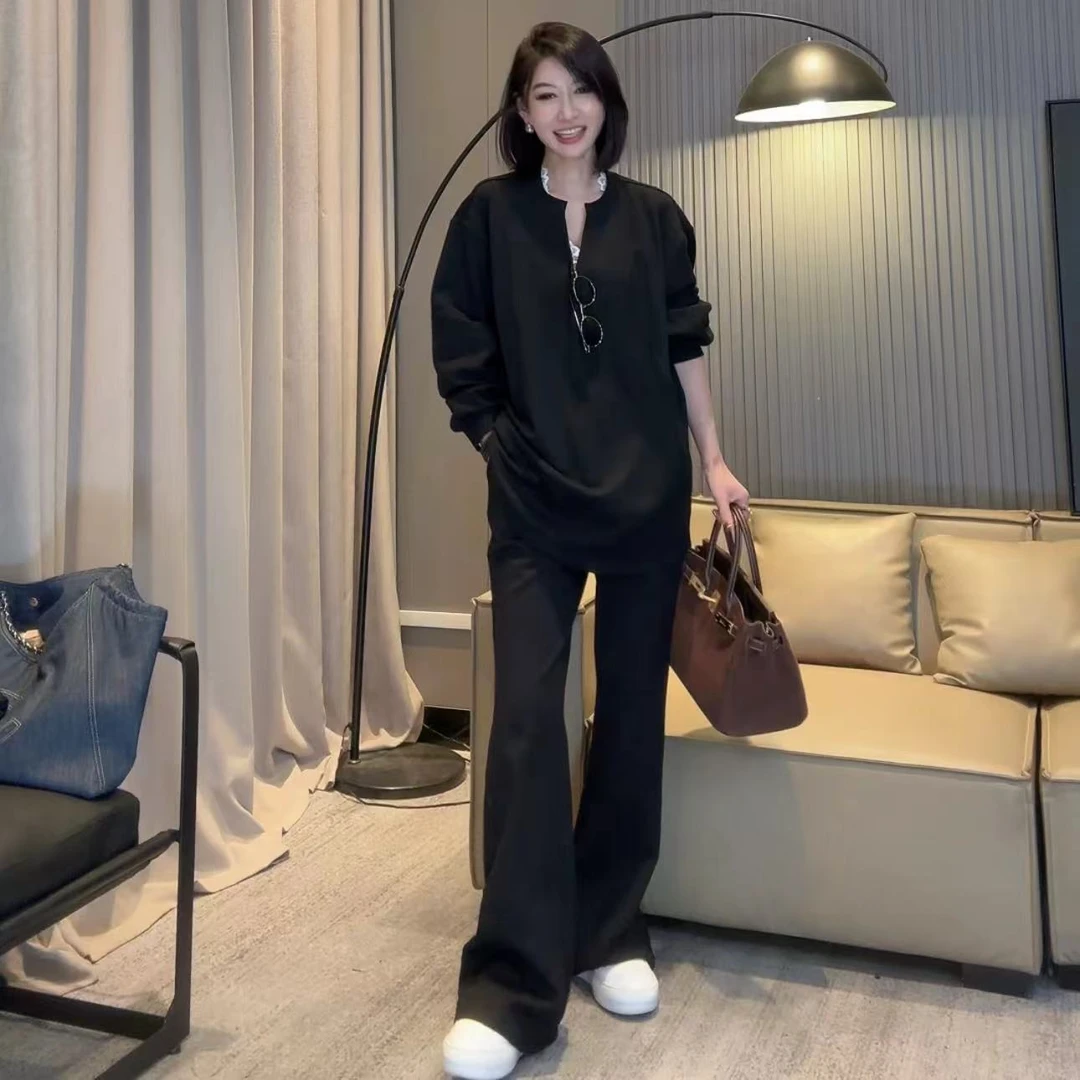 【齐齐】设计感轻奢气质复古休闲套装 7979