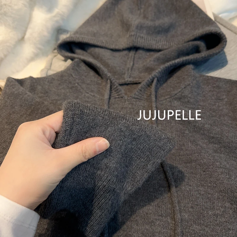 2024秋冬新款洋气百搭连帽衫毛衣外套女款宽松显瘦上衣潮套头