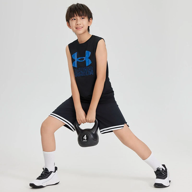 Under Armour/安德玛儿童运动透气宽松速干印花跑步无袖背心7845